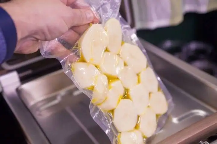 Vacuum sealed potatoes ready to be reheated